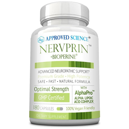 Approved Science Nervprin – Nerve Support with Benfotiamine, B12 & R-Alpha-Lipoic Acid | 180 Capsules | Made in USA