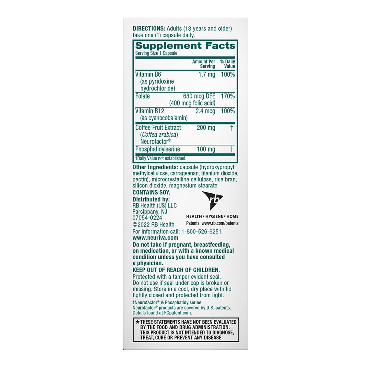 NEURIVA Plus Brain Supplement for Memory & Focus | Clinically Tested Neurofactor & PS