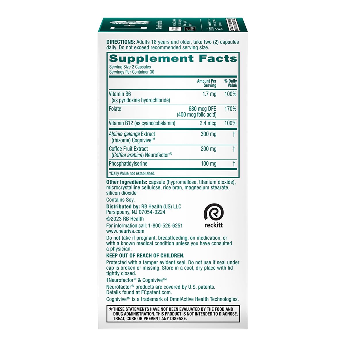 NEURIVA Ultra Brain Supplement for Focus, Memory & Alertness — 2-Pack, 60 Capsules