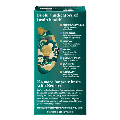 NEURIVA Ultra Brain Supplement for Focus, Memory & Alertness — 2-Pack, 60 Capsules