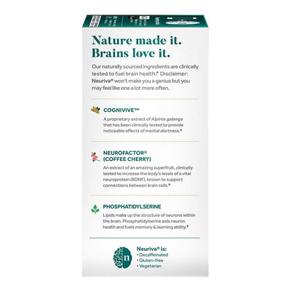 NEURIVA Ultra Brain Supplement for Focus, Memory & Alertness — 2-Pack, 60 Capsules