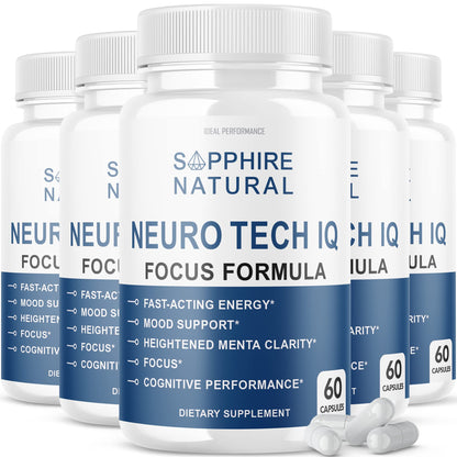 (5 Pack) Neuro Tech IQ Brain Supplement – Neurotech IQ Focus Formula Pills (300 Capsules)