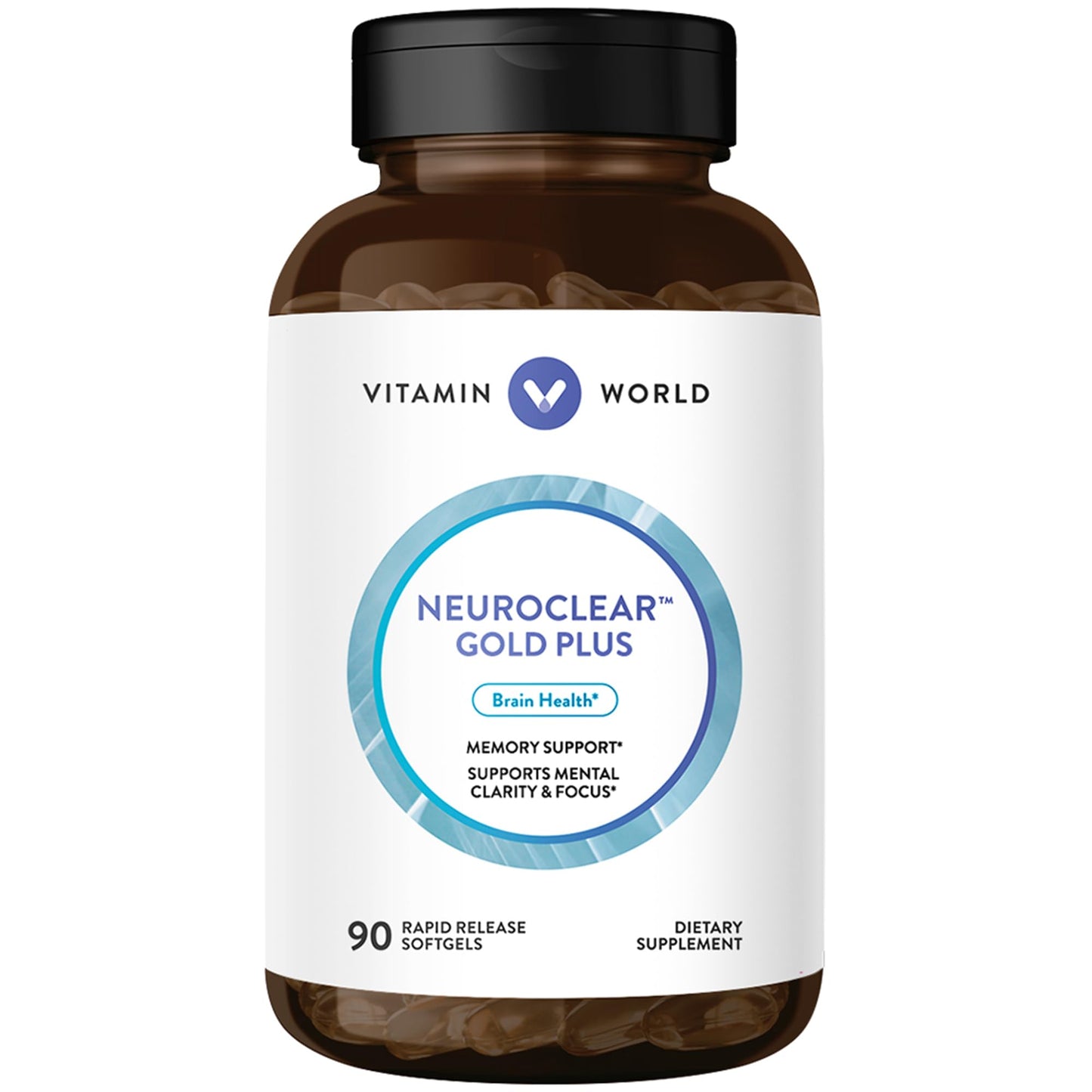 Vitamin World NeuroClear Gold Plus 90 Softgels – Phosphatidylserine, DHA, Ginkgo Biloba | Gluten Free