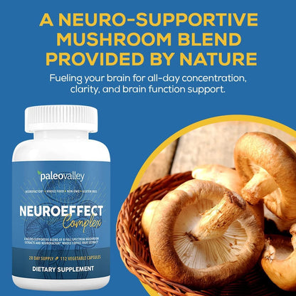 Paleovalley NeuroEffect: Focus, Memory & Energy with 8 Mushroom Extracts | 28-Day Supply