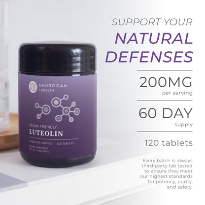 Neurogan Luteolin Tablets – 200 mg, 120 Ct | Brain Health & Immune Support