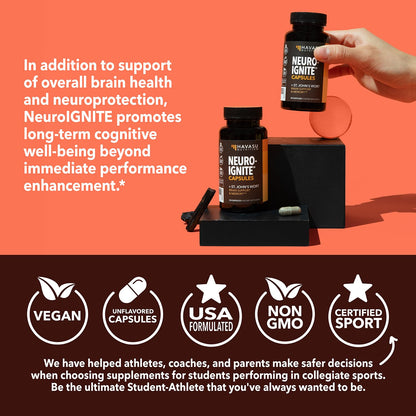 HAVASU NUTRITION NeuroIGNITE Brain Supplement — Memory & Focus, 60 Count, 2-Month Non-GMO Capsules