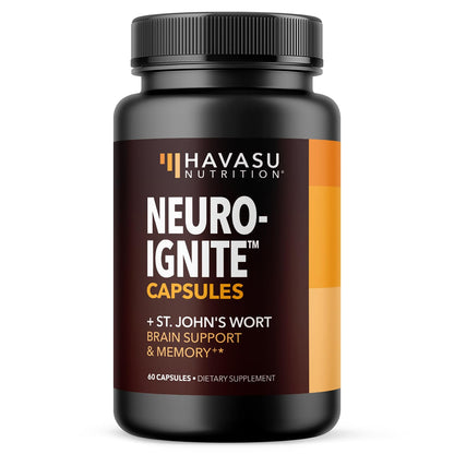 HAVASU NUTRITION NeuroIGNITE Brain Supplement — Memory & Focus, 60 Count, 2-Month Non-GMO Capsules