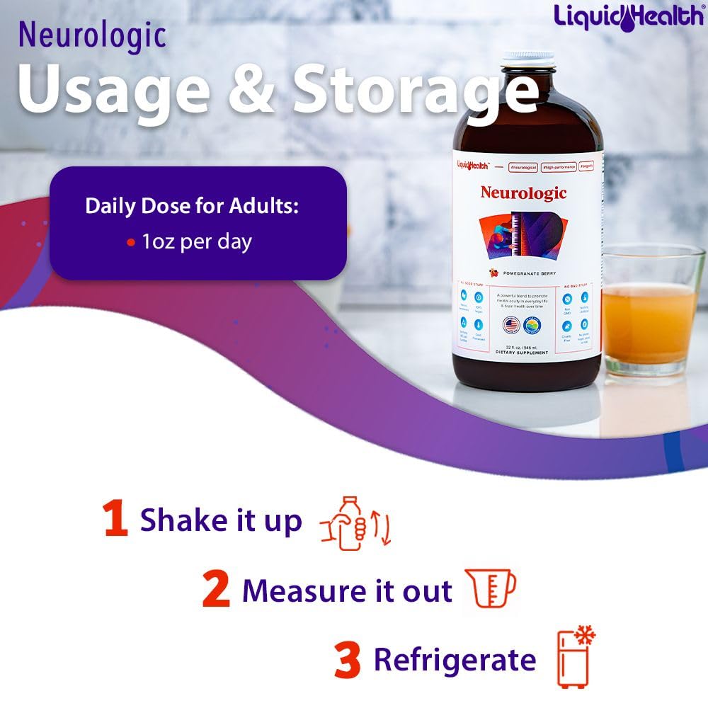 LIQUIDHEALTH Neurologic Focus – Brain Booster Nootropic (USA Made, 2-Pack)