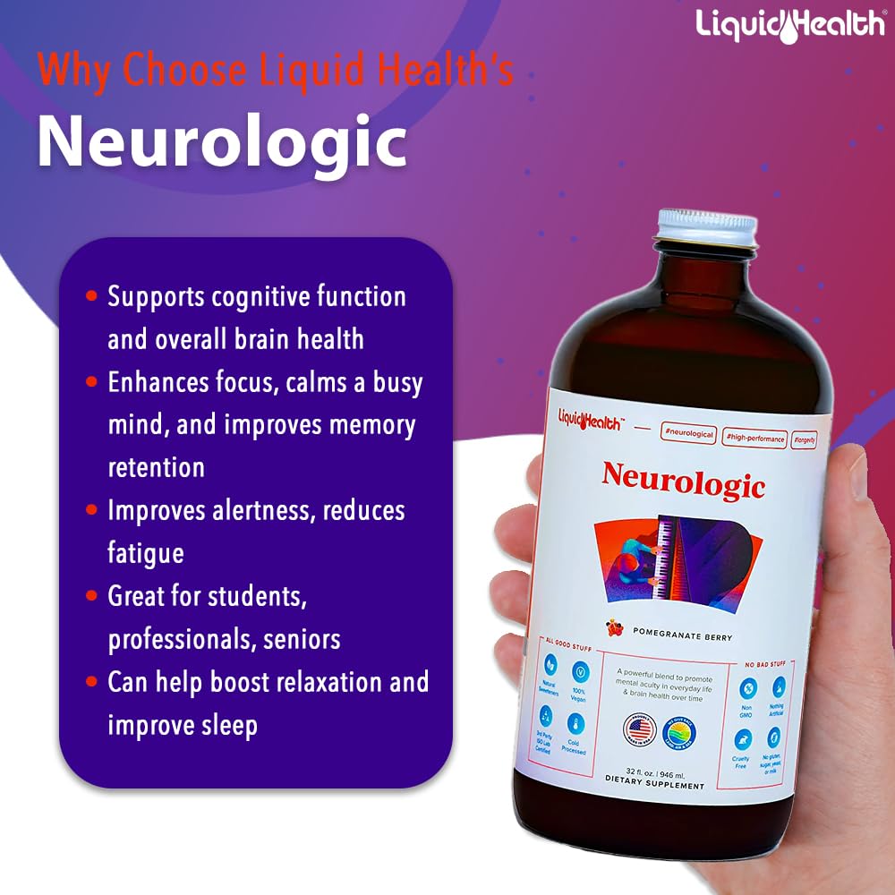 LIQUIDHEALTH Neurologic Focus – Brain Booster Nootropic (USA Made, 2-Pack)