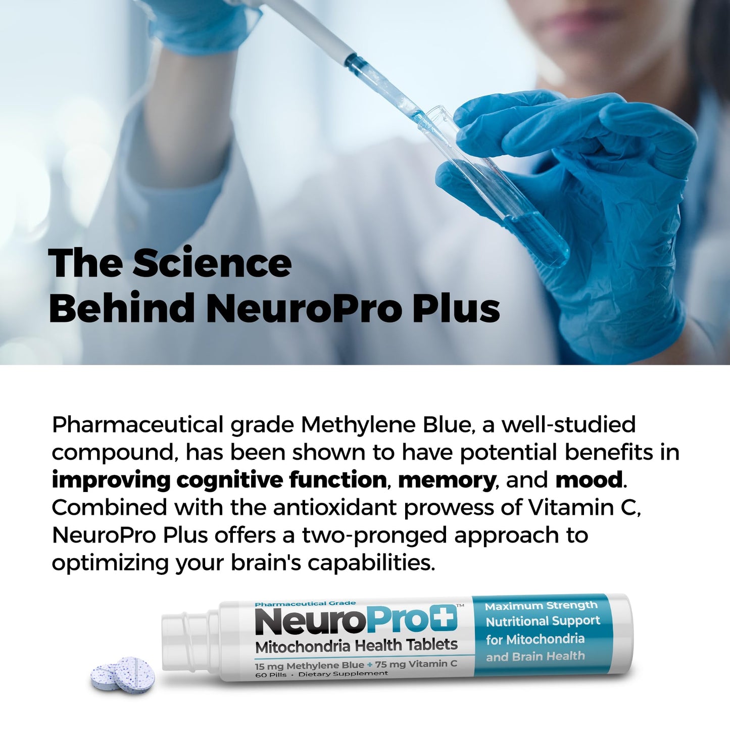 Best 365 Labs NeuroPro+ Methylene Blue & C Complex – Maximum Strength Mental Clarity, 60 Tablets