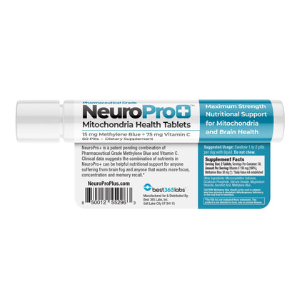 Best 365 Labs NeuroPro+ Methylene Blue & C Complex – Maximum Strength Mental Clarity, 60 Tablets