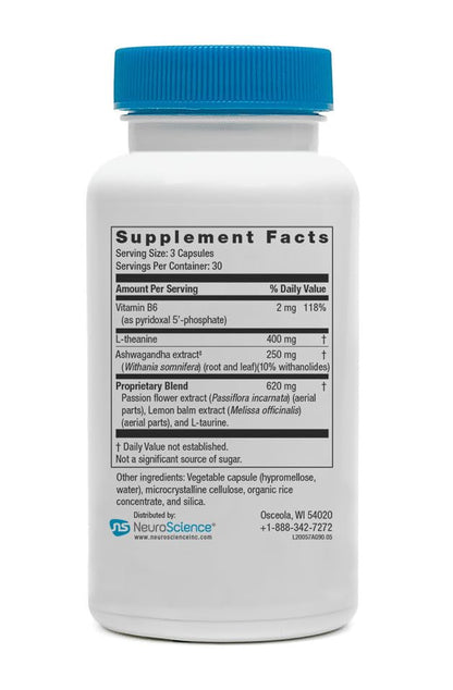 NeuroScience Alpha GABA – Non-Drowsy Calm Aid with L-Theanine, Lemon Balm, Sensoril Ashwagandha & Vitamin B6 (90 Capsules)