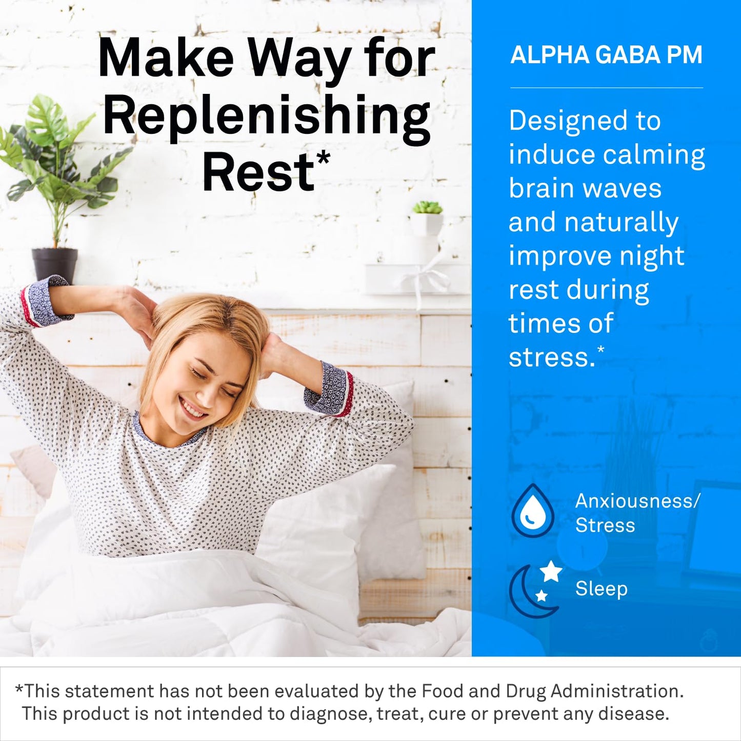 NeuroScience GABA PM Calm Sleep Aid for Adults - 400mg L-Theanine + 5-HTP + Magnesium (60 Capsules)