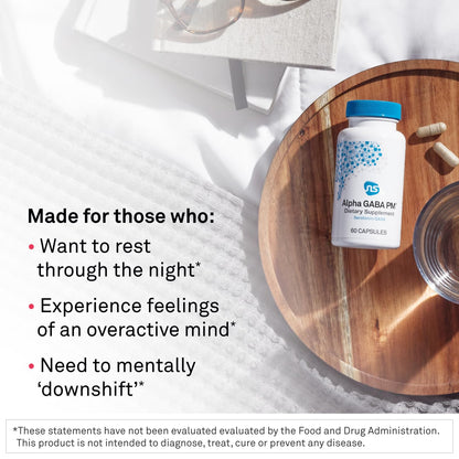 NeuroScience GABA PM Calm Sleep Aid for Adults - 400mg L-Theanine + 5-HTP + Magnesium (60 Capsules)