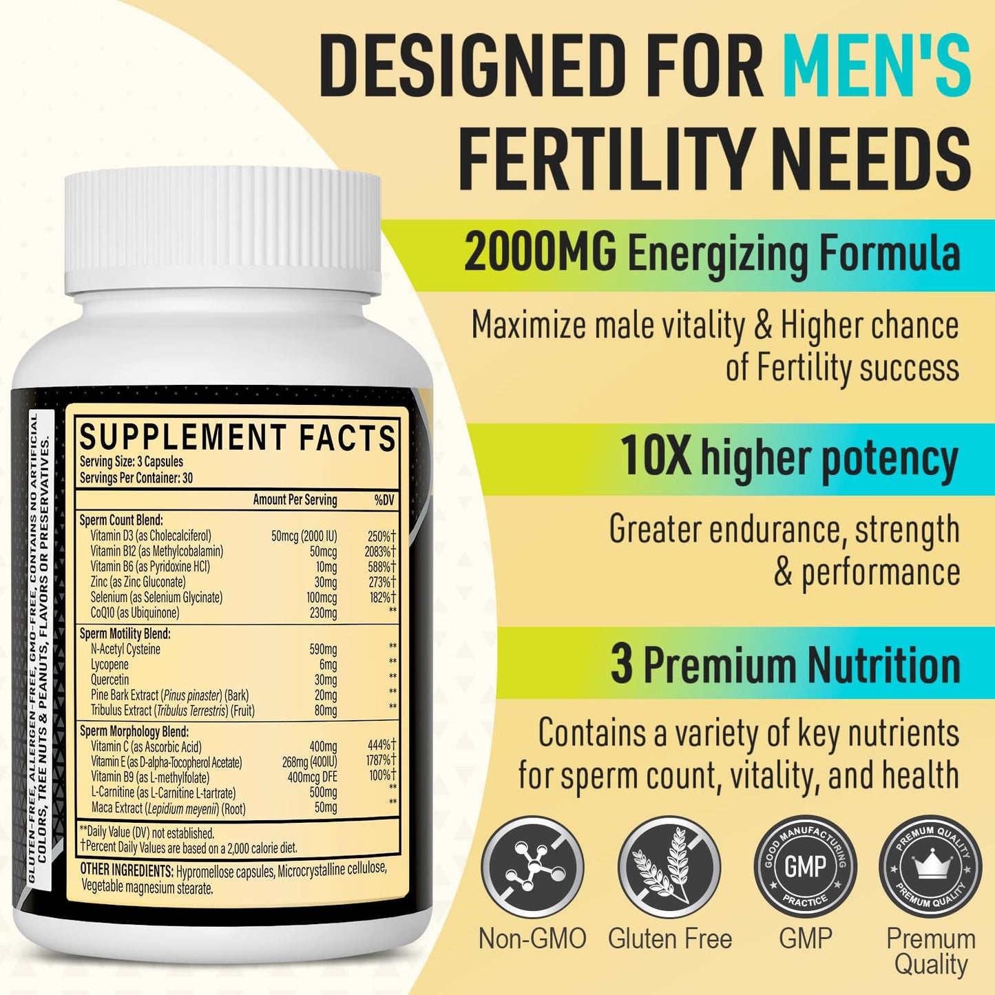 Neusupp Male Fertility Supplements – Maca, Zinc & Folate for Sperm Quality (Pack of 4)