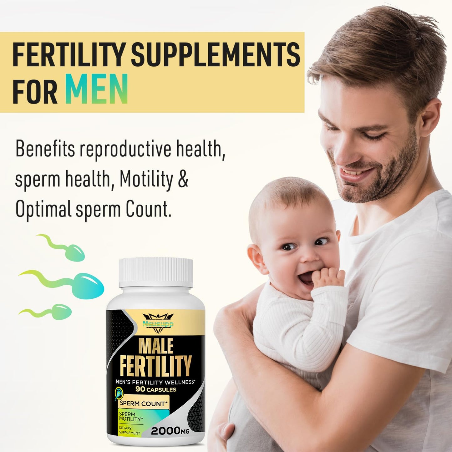 Neusupp Male Fertility Supplements – Maca, Zinc & Folate for Sperm Quality (Pack of 4)