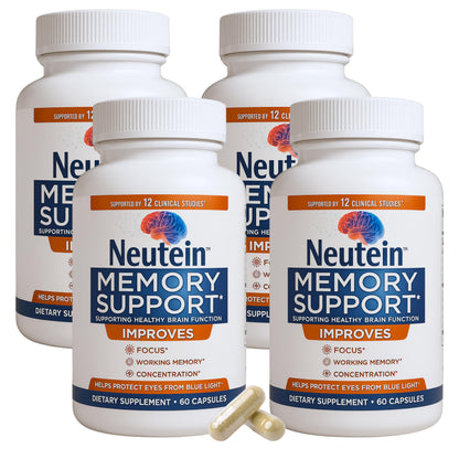 Neutein Natural Brain Booster – Plant-Based Cognitive Support (4 Pack, 240 Capsules) – Made in USA