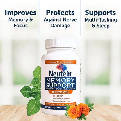 Neutein Natural Brain Booster – Plant-Based Cognitive Support (4 Pack, 240 Capsules) – Made in USA