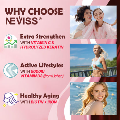 NEVISS Hydrolyzed Collagen Gummies – Multi-Type Collagen I–V & X with Vitamin D3 (120 ct)
