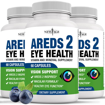 NEW AGE AREDS 2 Eye Vitamins – Lutein, Zeaxanthin, Bilberry & Astaxanthin – 180 Count