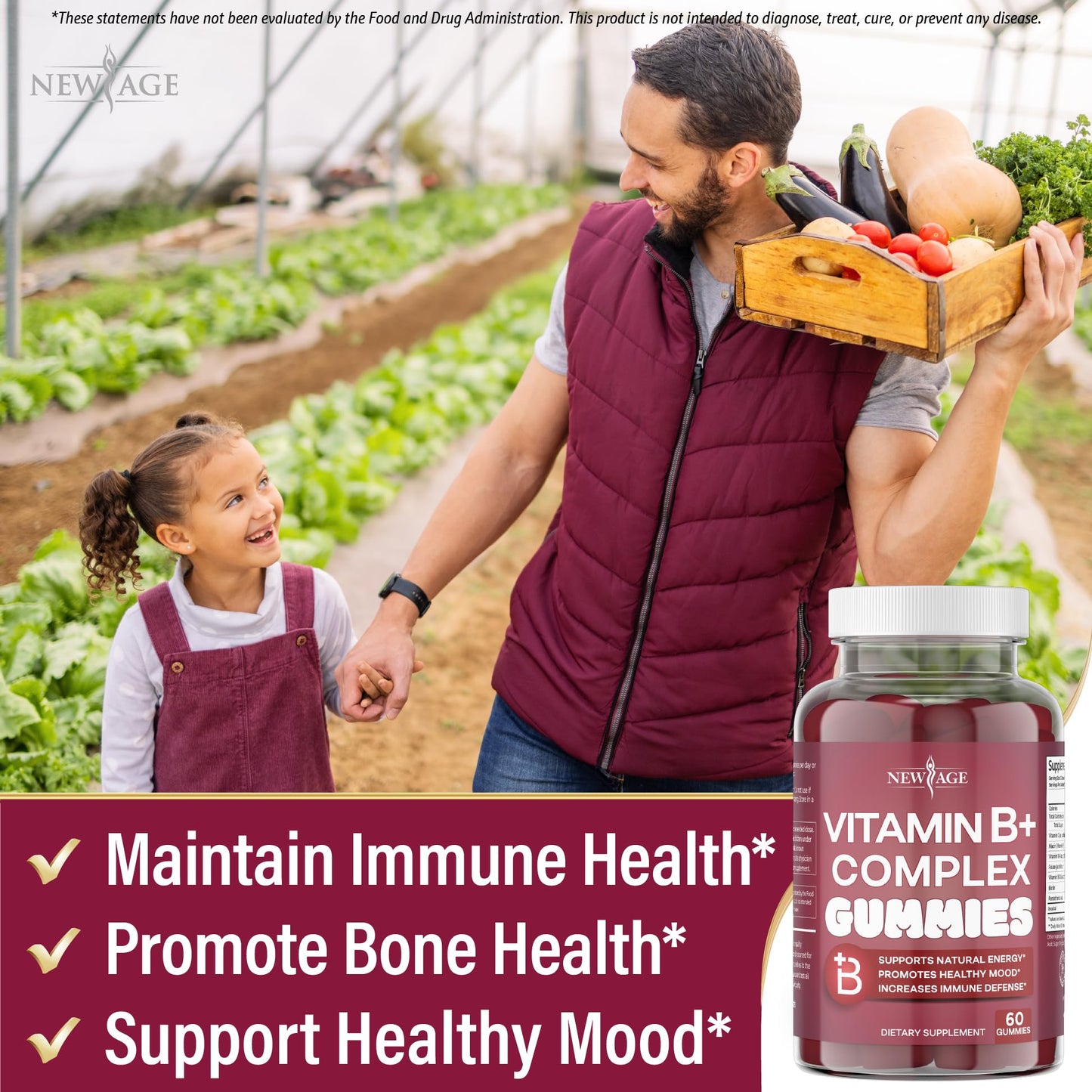 NEW AGE Vitamin B Complex Gummies – Gluten-Free, Vegan, Made in USA (180 Count x3)