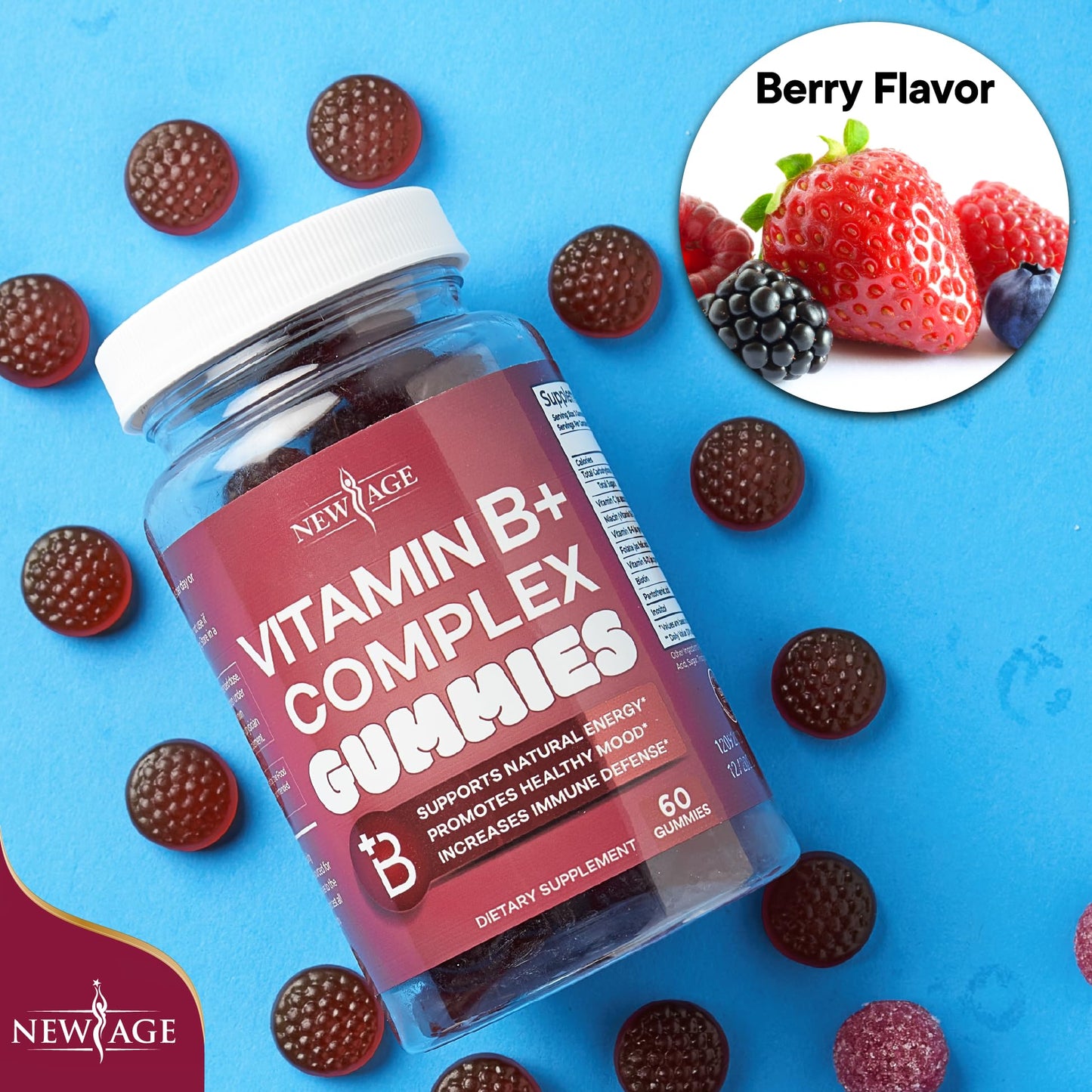 NEW AGE Vitamin B Complex Gummies – Gluten-Free, Vegan, Made in USA (180 Count x3)