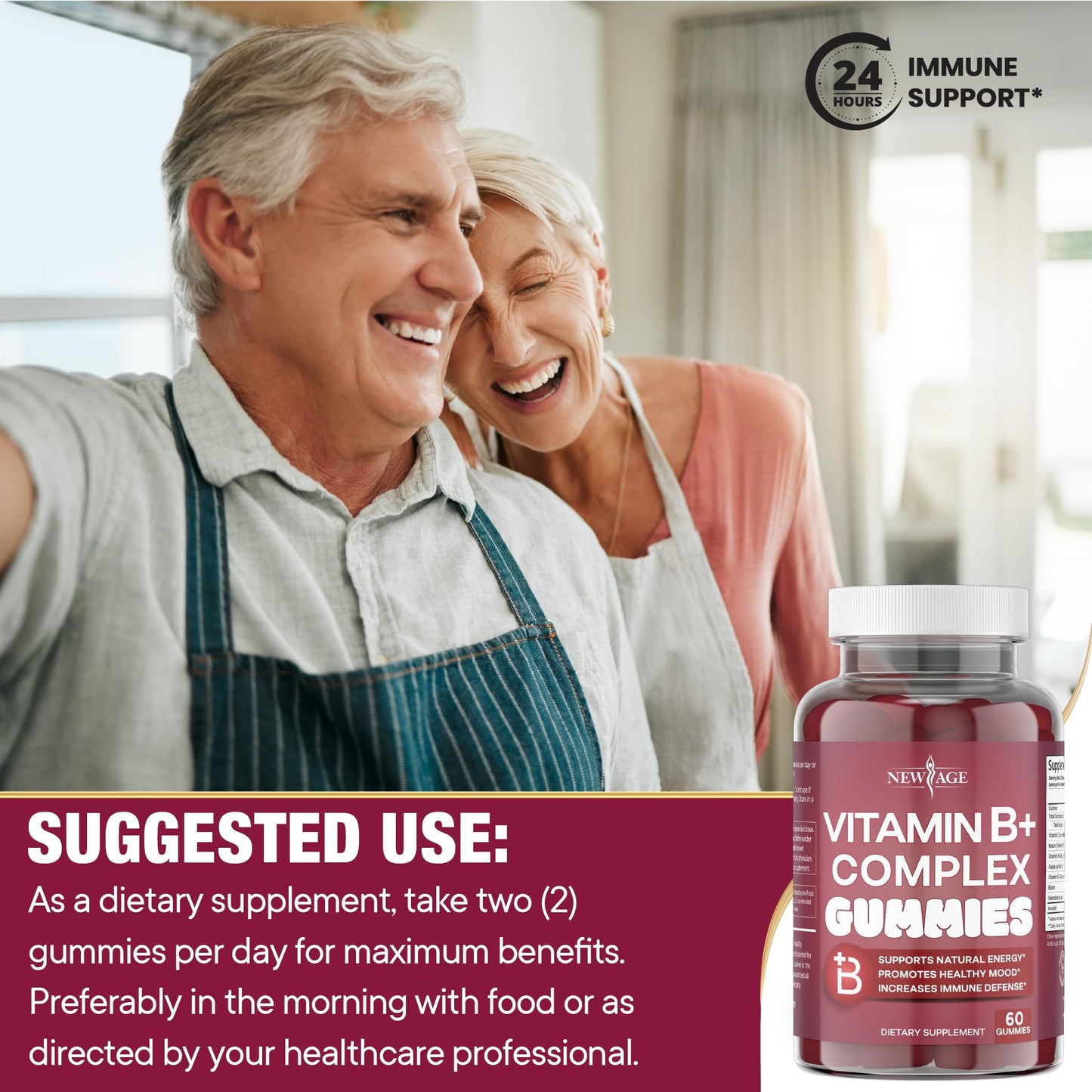 NEW AGE Vitamin B Complex Gummies – Gluten-Free, Vegan, Made in USA (180 Count x3)
