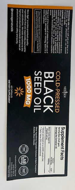 NEW AGE Black Seed Oil Softgel Capsules – Premium Cold-Pressed Nigella Sativa (Non-GMO, Vegetarian, 3 × 90)
