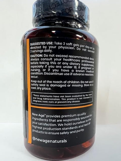NEW AGE Black Seed Oil Softgel Capsules – Premium Cold-Pressed Nigella Sativa (Non-GMO, Vegetarian, 3 × 90)
