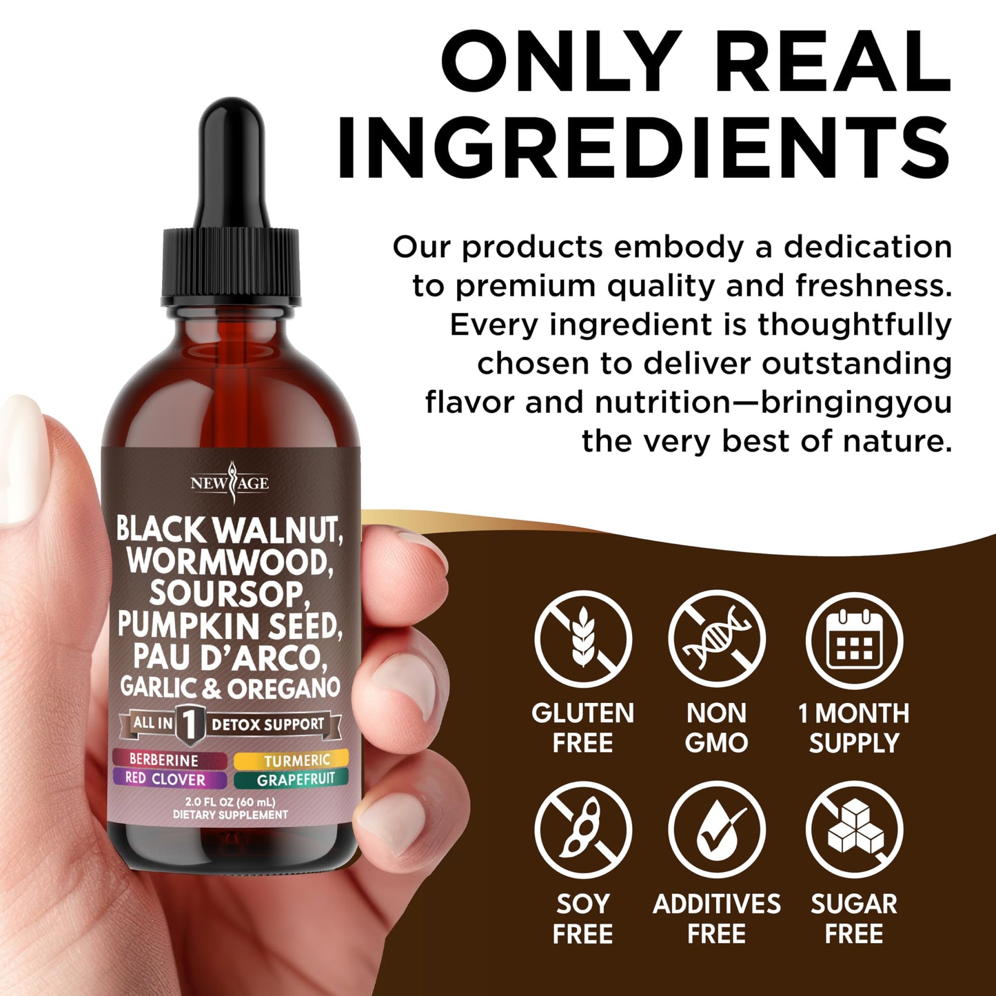 NEW AGE Black Walnut Wormwood Cleanse Drops – Herbal Liquid Tincture, 8oz