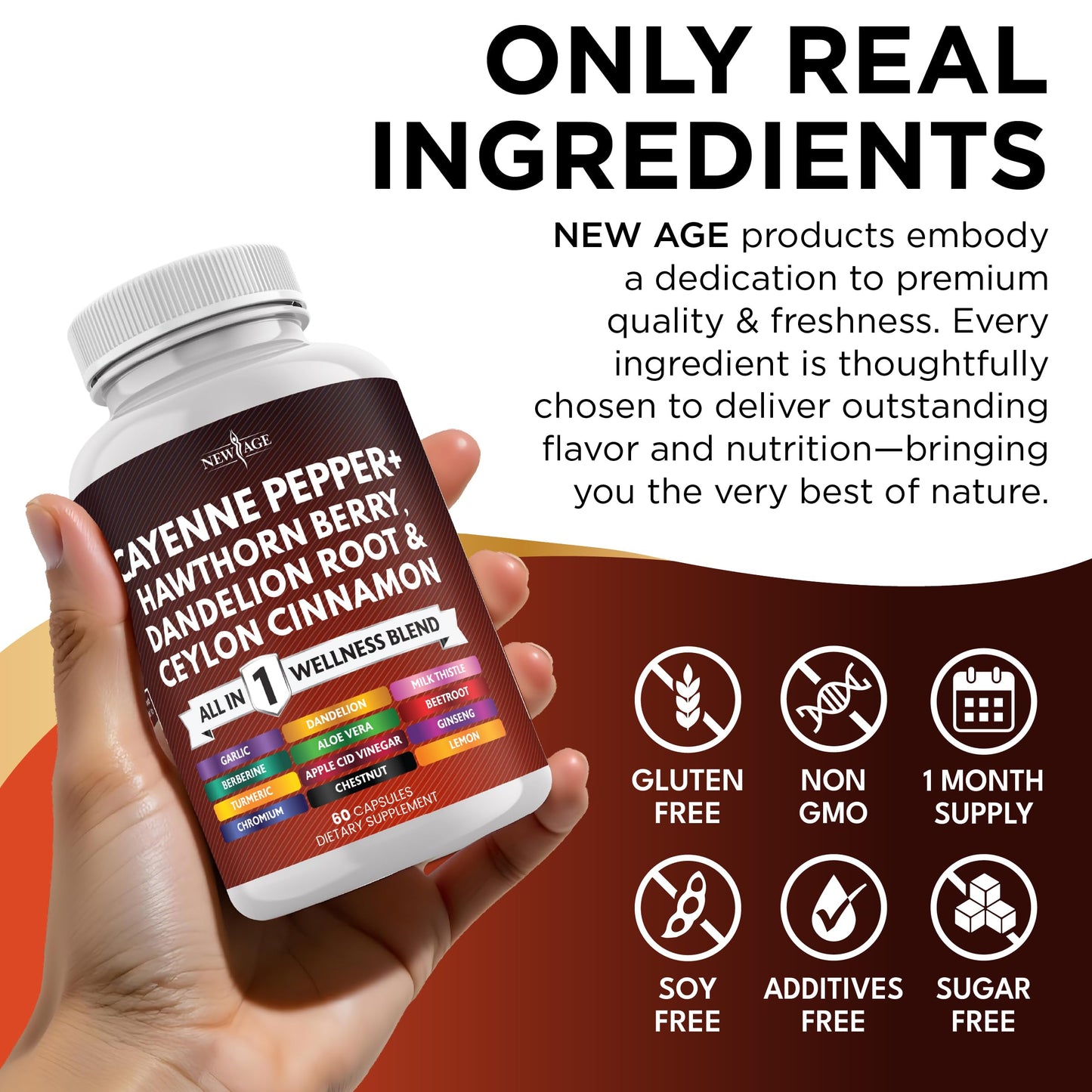 New Age Cayenne Pepper Capsules with Hawthorn Berry – 180 Count