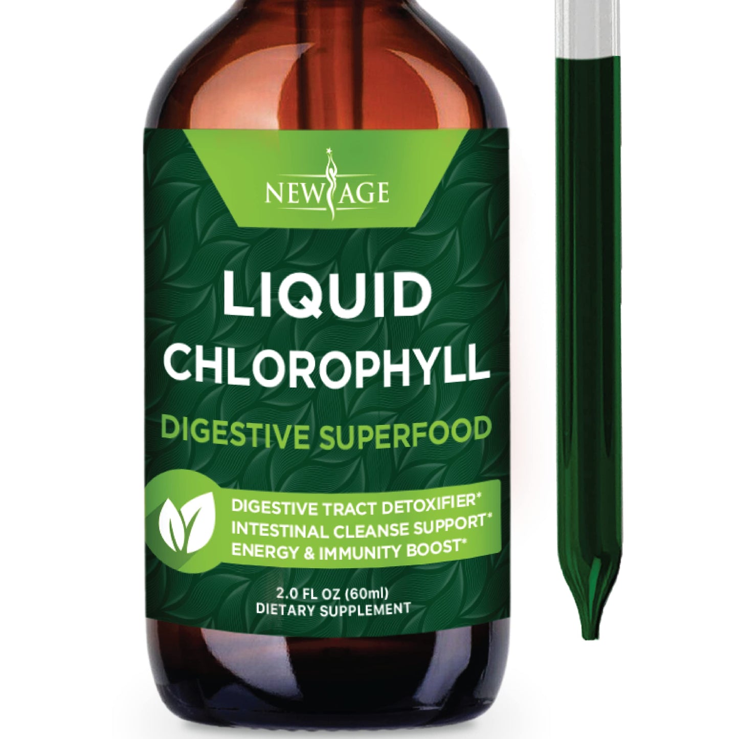 NEW AGE Chlorophyll Liquid Drops – Energy, Digestion & Immune Support (2 fl oz)