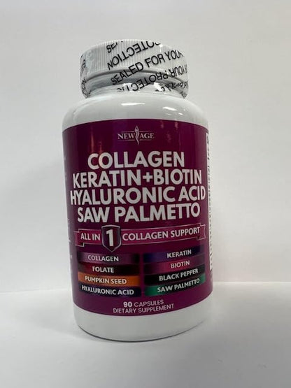 NEW AGE Collagen Pills with Biotin, Keratin & Hyaluronic Acid – 270 Count