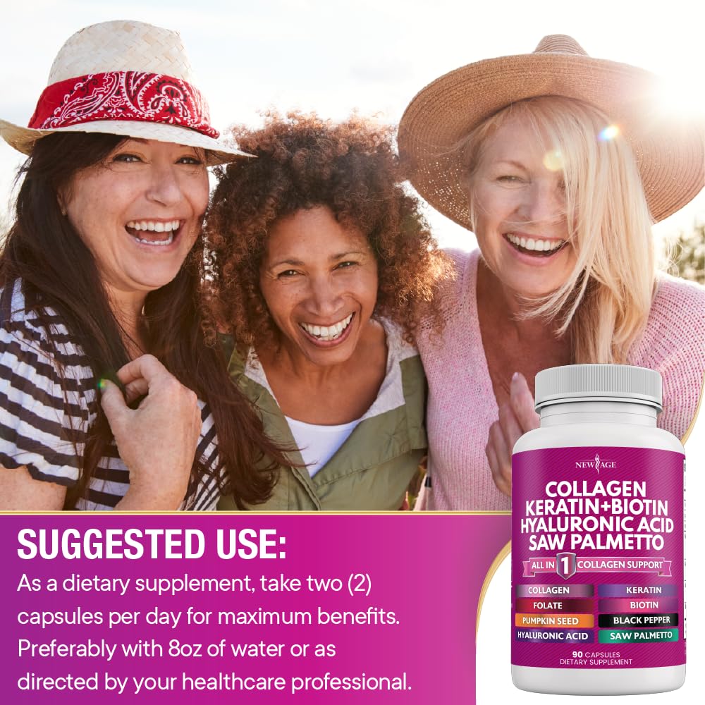 NEW AGE Collagen Pills with Biotin, Keratin & Hyaluronic Acid – 270 Count