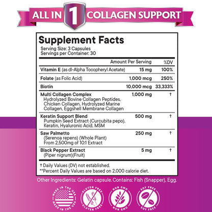 NEW AGE Collagen Pills with Biotin, Keratin & Hyaluronic Acid – 270 Count