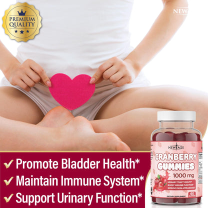 NEW AGE Cranberry Gummies – Urinary Tract Health, 1000mg, 180 Gummies (Vegetarian)