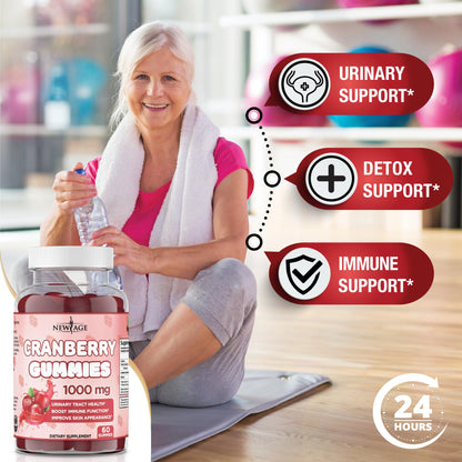 NEW AGE Cranberry Gummies – Urinary Tract Health, 1000mg, 180 Gummies (Vegetarian)