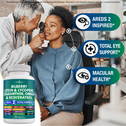 NEW AGE Eye Health Vitamins – Bilberry, Lutein & Zeaxanthin, AREDS 2 Blend, 180 Count