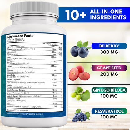 NEW AGE Eye Health Vitamins – Bilberry, Lutein & Zeaxanthin, AREDS 2 Blend, 180 Count