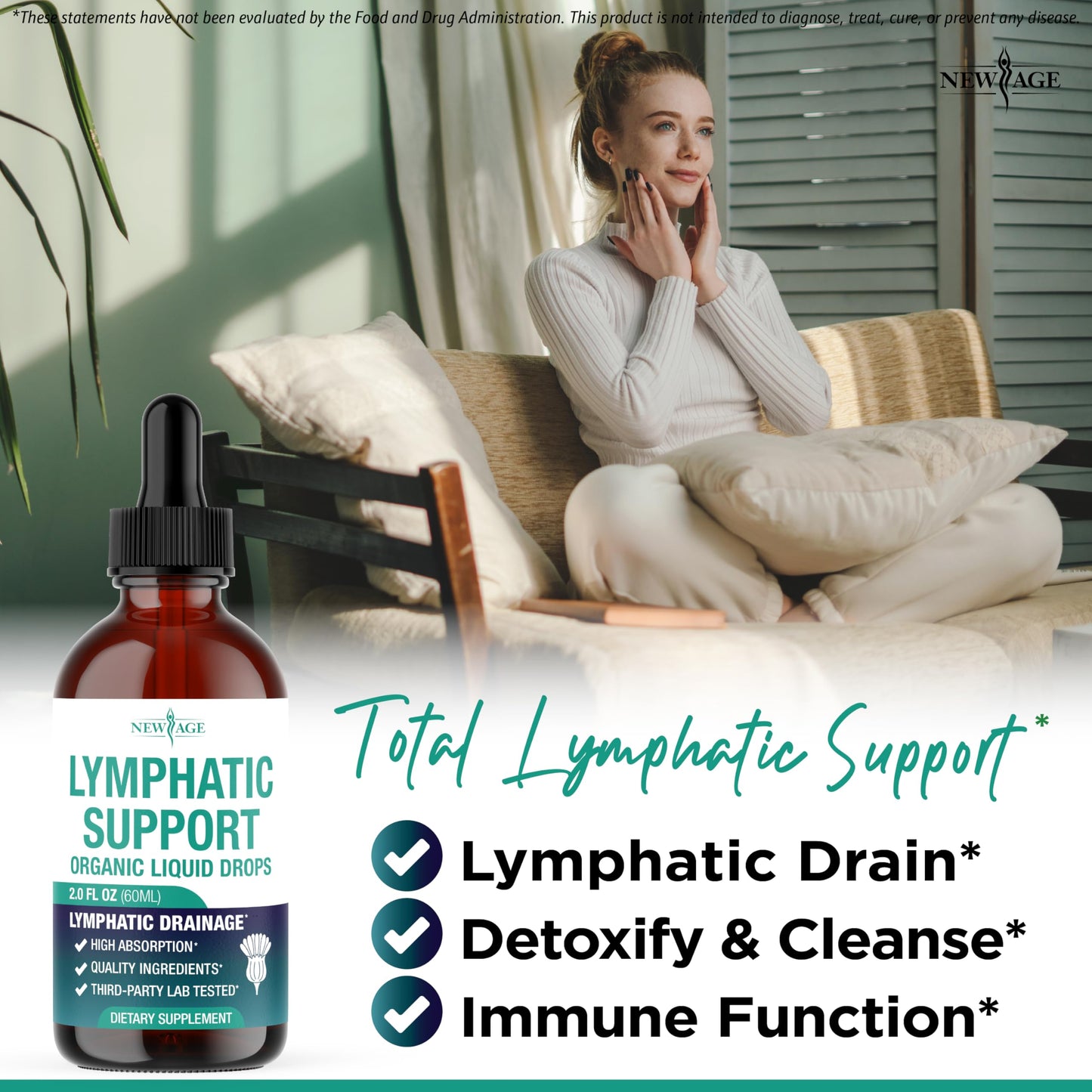 NEW AGE Organic Lymphatic Drainage Drops – All-in-1 Herbal Formula (8 oz)
