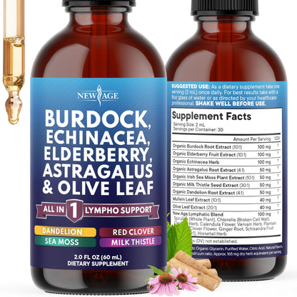 NEW AGE Lymphatic Drainage Drops - Burdock Root & Herbal Support (2 oz)