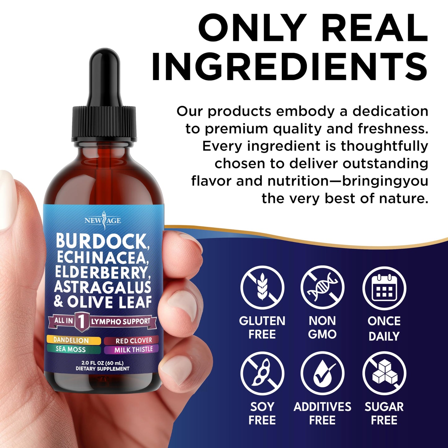 NEW AGE Lymphatic Drainage Drops - Burdock Root & Immune Support (8 oz)