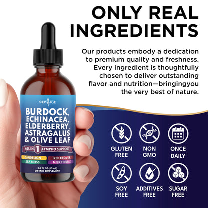 NEW AGE Lymphatic Drainage Drops - Burdock Root & Immune Support (8 oz)