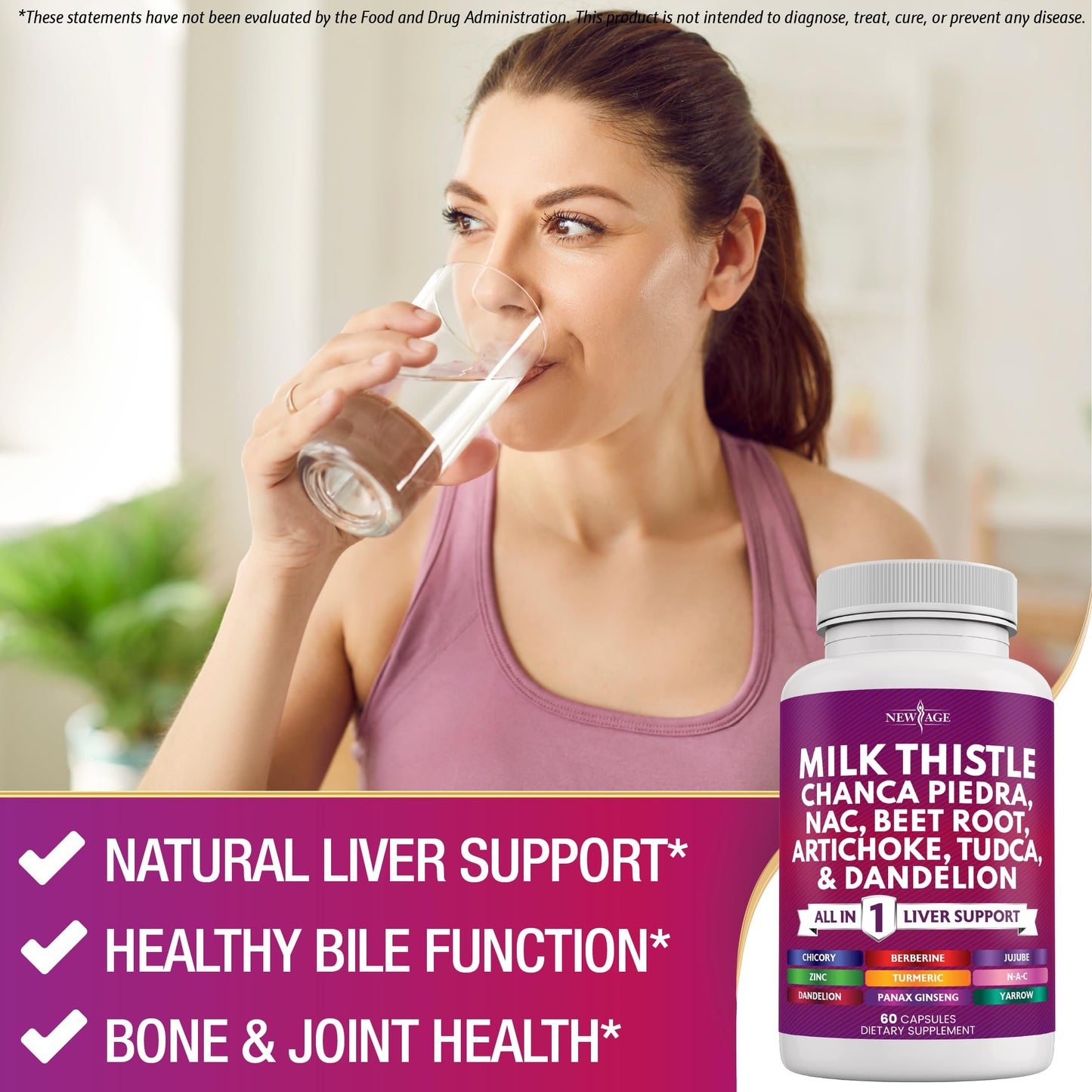 NEW AGE Milk Thistle NAC Chanca Piedra Liver Support – 180 Count, 28-in-1 Formula
