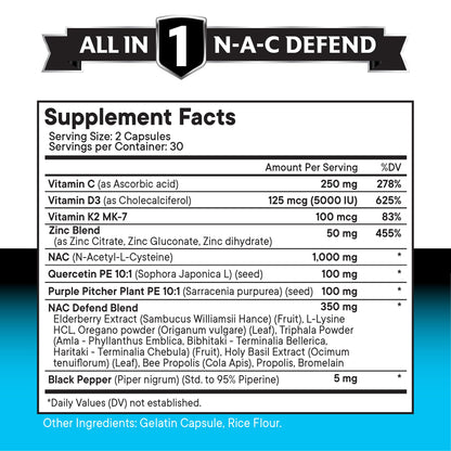 NEW AGE NAC Supplement with Vitamin D3, K2, Zinc – 180 Count