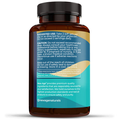 NEW AGE Omega 3 Fish Oil Supplement - Non-GMO, Gluten Free, EPA & DHA (270 Softgels, Pack of 3)