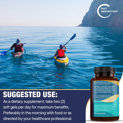 NEW AGE Omega 3 Fish Oil Supplement - Non-GMO, Gluten Free, EPA & DHA (270 Softgels, Pack of 3)