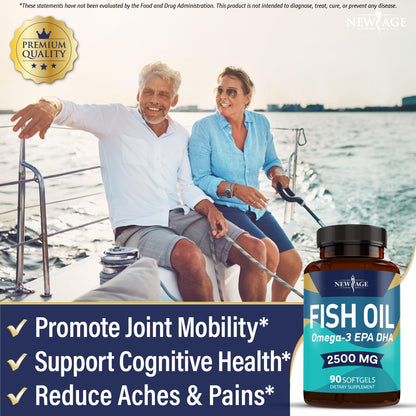 NEW AGE Omega 3 Fish Oil Supplement - Non-GMO, Gluten Free, EPA & DHA (270 Softgels, Pack of 3)