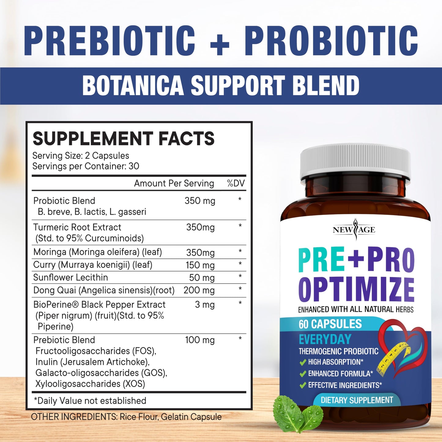 NEW AGE Pro Optimize Probiotics — 70B CFU, Dong Quai, Menopause Support (Pack of 2)