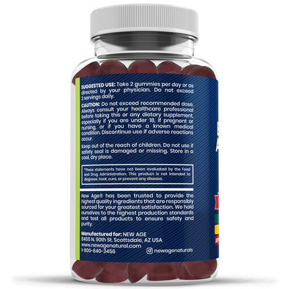 NEW AGE Sea Moss Gummies 10-in-1 with Black Seed, Ashwagandha, Turmeric | Vegan 180 Count